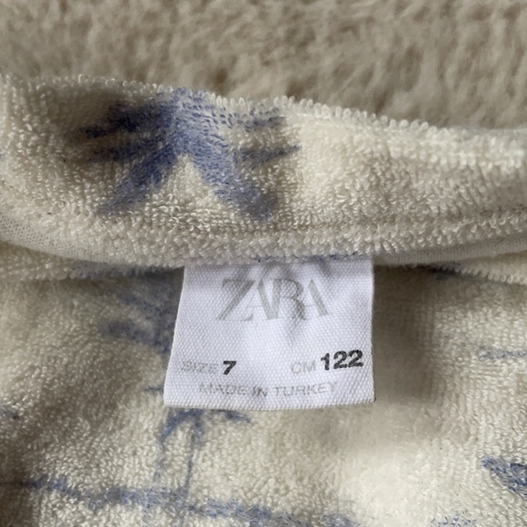 Zara | White & Blue Palm Tree Print Terry Cloth Dress | 7 - Picture 7 of 9